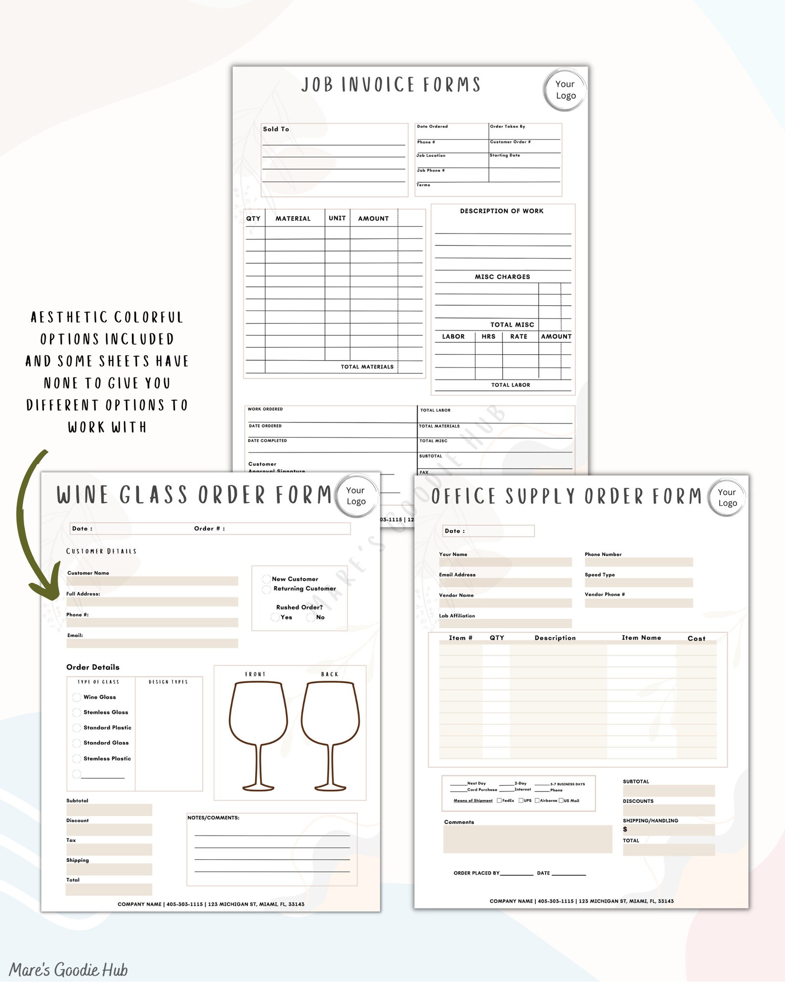 17 Editable Order Form Template Bundle, Invoice Tumble Wine Tshirt Tote ...