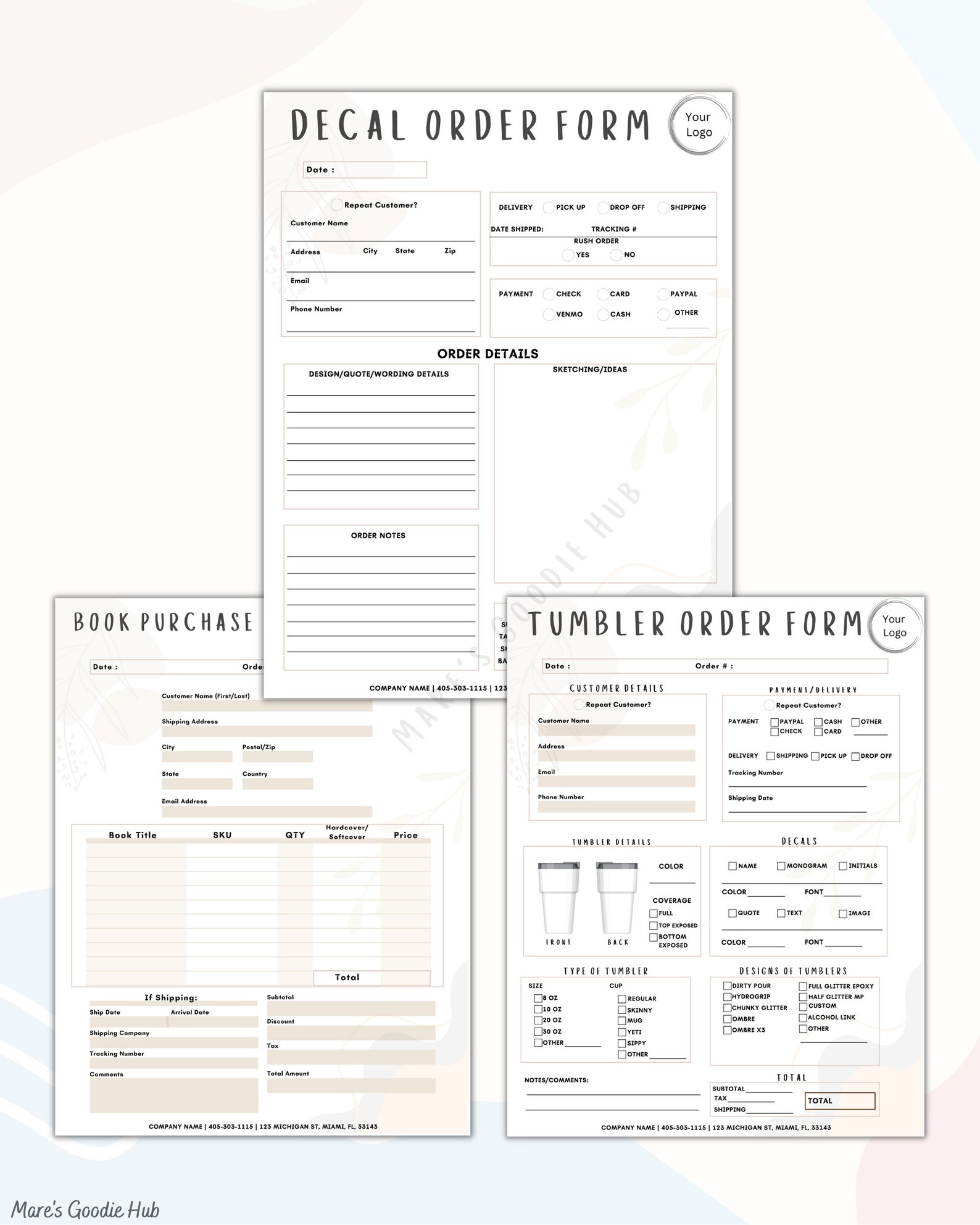 17 Editable Order Form Template Bundle, Invoice Tumble Wine Tshirt Tote ...