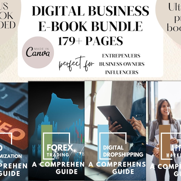 Digital Business Ebook Bundle, Lead Magnet Templates, Workbook Template Canva, Coaching Template Bundle, Chat GPT, SEO Optimization Guide