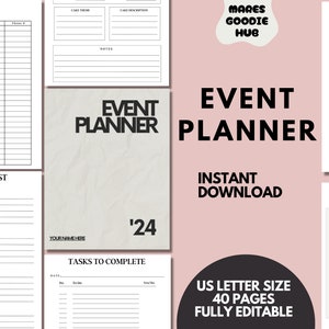 Event Planner Template, Event Planner Pricing, Event Checklist, Event Planning templates, Canva Editable, Event Organizer, Letter Size