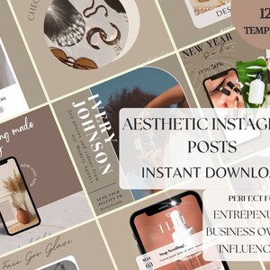 120 Editable Instagram Templates | Aesthetic Instagram Post Templates | Canva Instagram Templates | Aesthetic IG Feed | Small Business