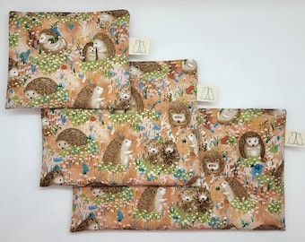 Snack pouch, reusable bag, all-purpose pouches, hedgehog pattern fabrics, 3 sizes available