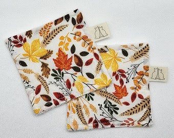 Washable and reusable make-up remover wipes in cotton and terry cloth. Several designs available