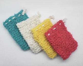 Soap pouch, soap saver, exfoliating soap. Exfoliating soap bag.
