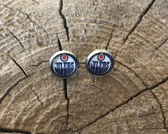Edmonton Oilers Stud Earrings -10mm cabochon