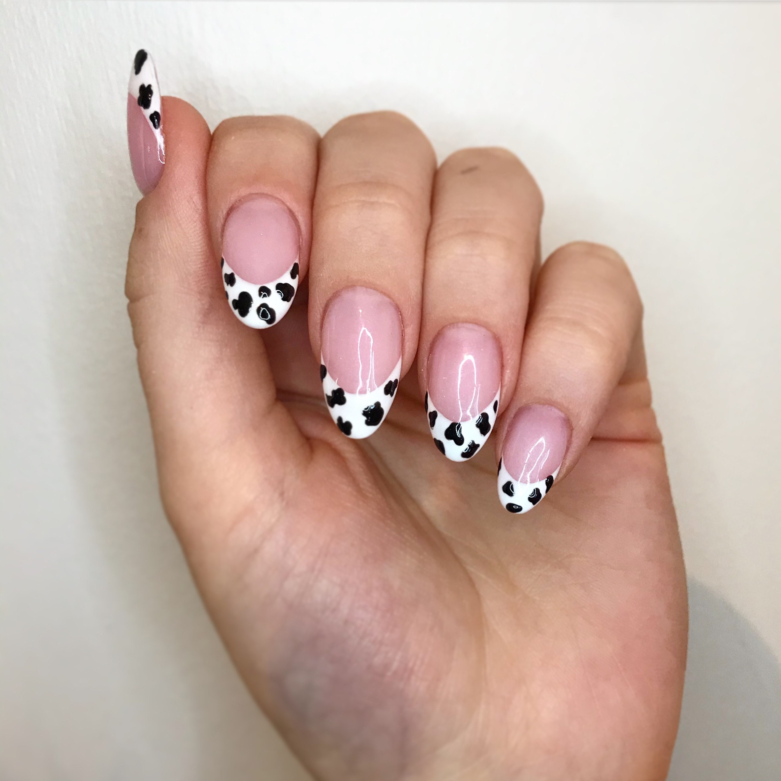 Cow Print French Manicure Custom Press on Nails Etsy Canada
