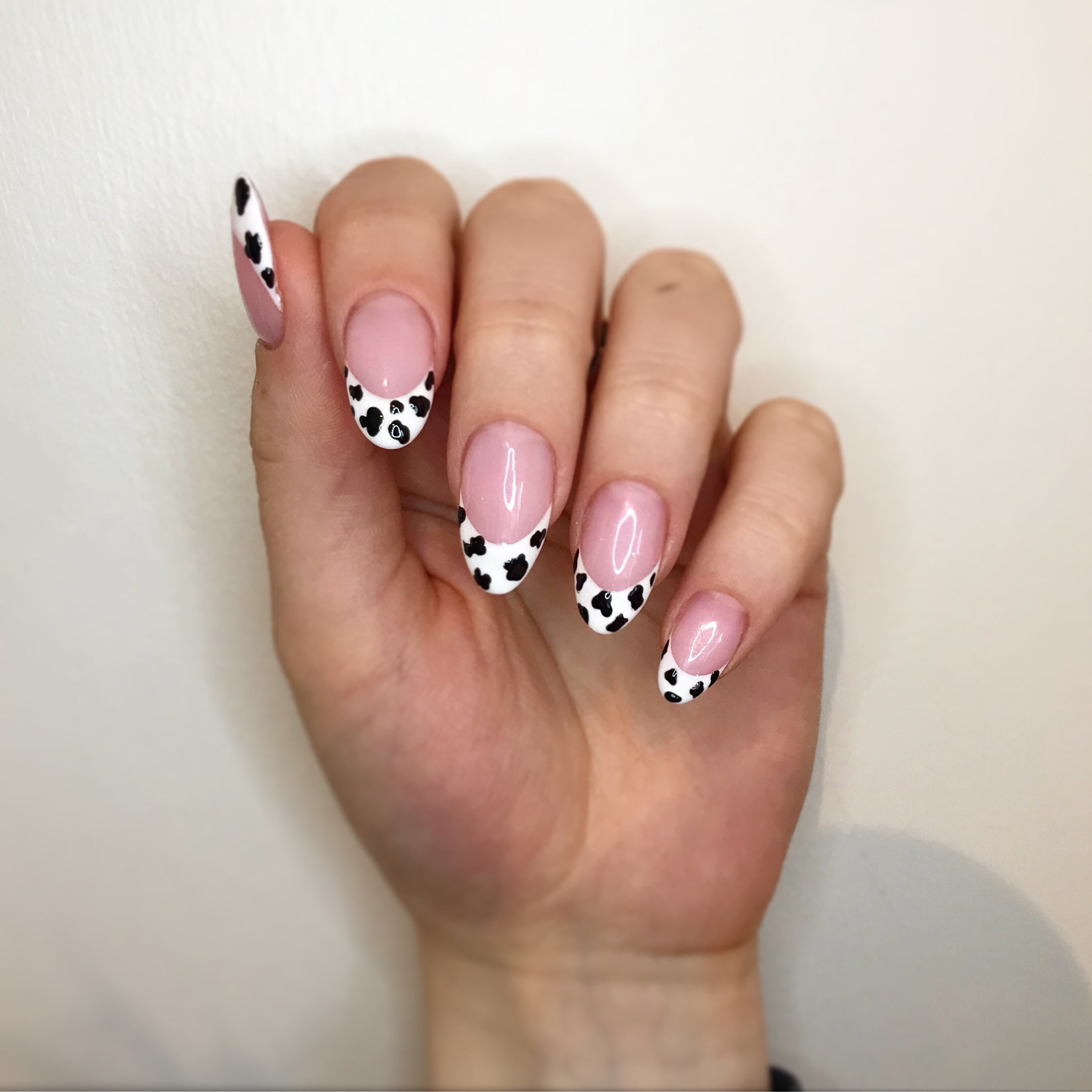 Cow Print French Manicure Custom Press on Nails Etsy Canada