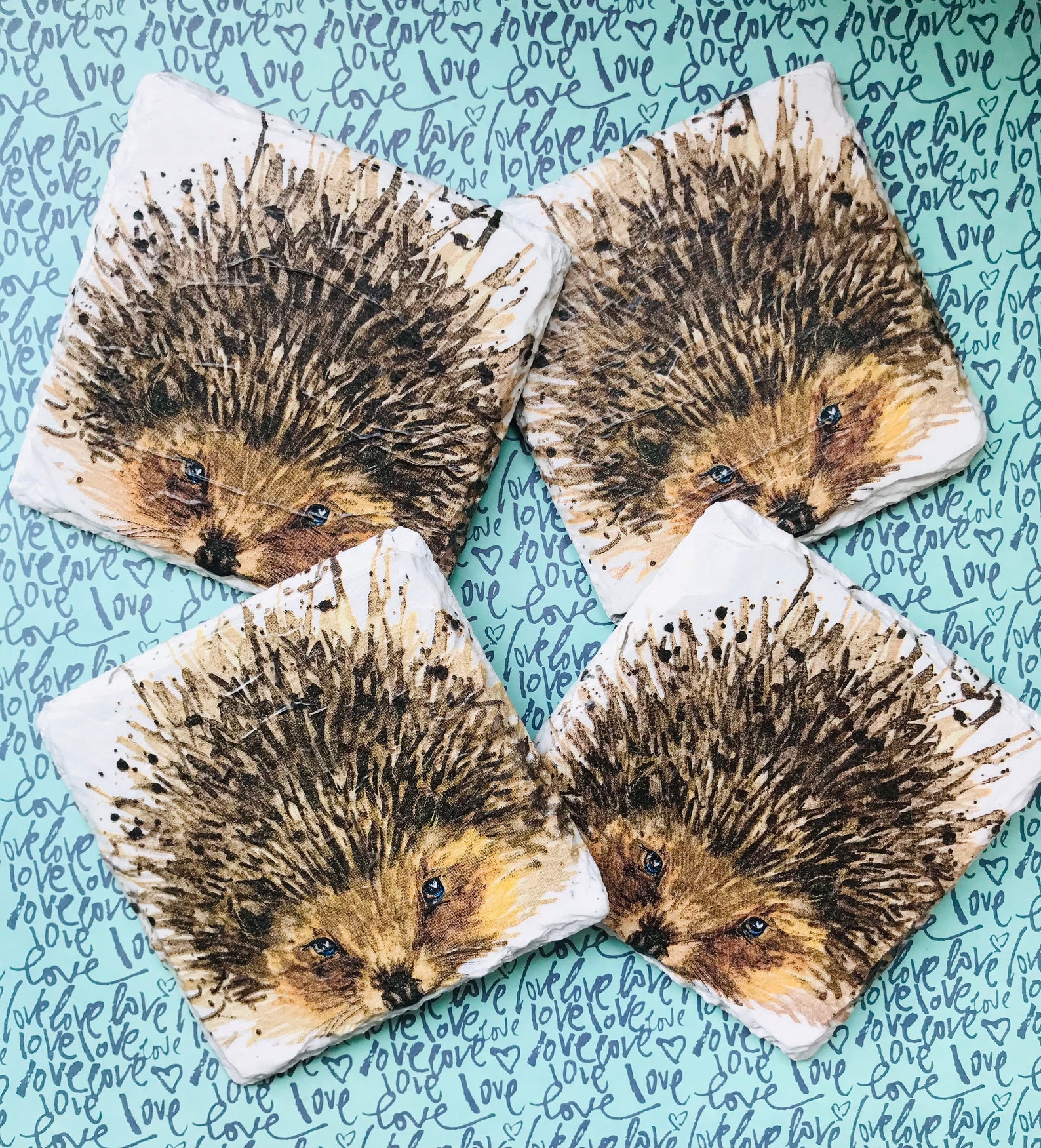 Hedgehog Slate Coasters Hedgehog Gifts Etsy