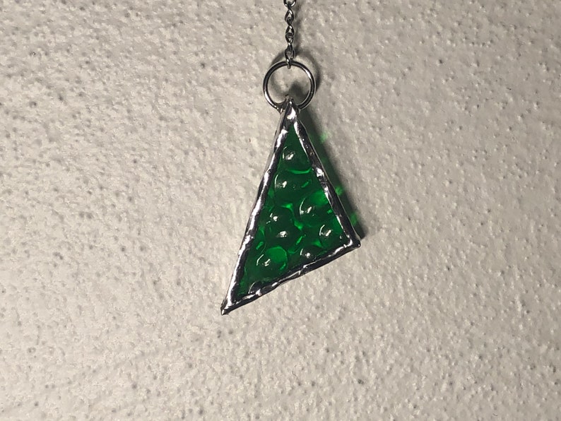 Green stain glass hanging triangles
