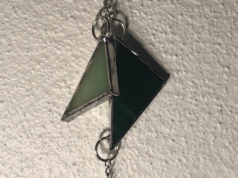 Green stain glass hanging triangles