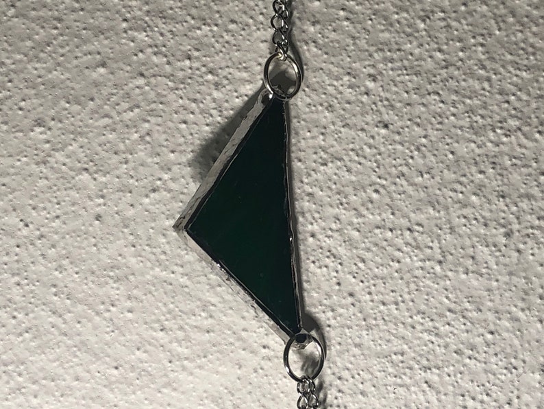 Green stain glass hanging triangles