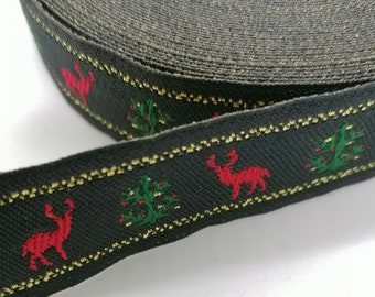 Cintas de jacquard de Navidad de 20 mm de 0.79 pulgadas, adornos bordados de ciervo, adornos de Navidad, jacquards de Navidad
