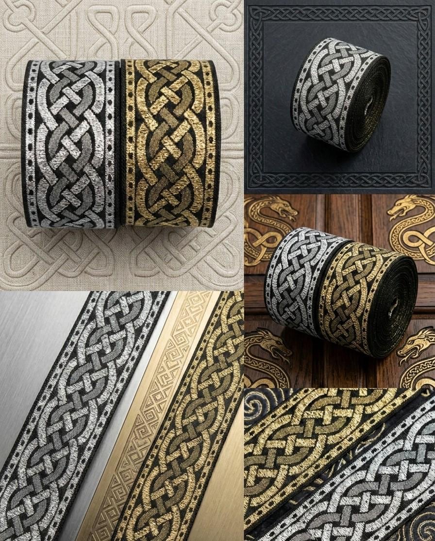 SUPERFINDINGS 1 Rotolo Da 7m Nastro Jacquard Stile Etnico 5cm di Larghezza Nastri In Poliestere Ricamati Neri Nastro In Tessuto Floreale per Decorazioni Fai Da Te Abbigliamento Cucito