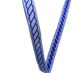 15 mm Blaues LanyardMuster Jacquard borte (0,59 inch), handgewebtes Band, Gurtband, Dekoratives Schleifen nähen, Handtuchbesatz, Hundehalsband