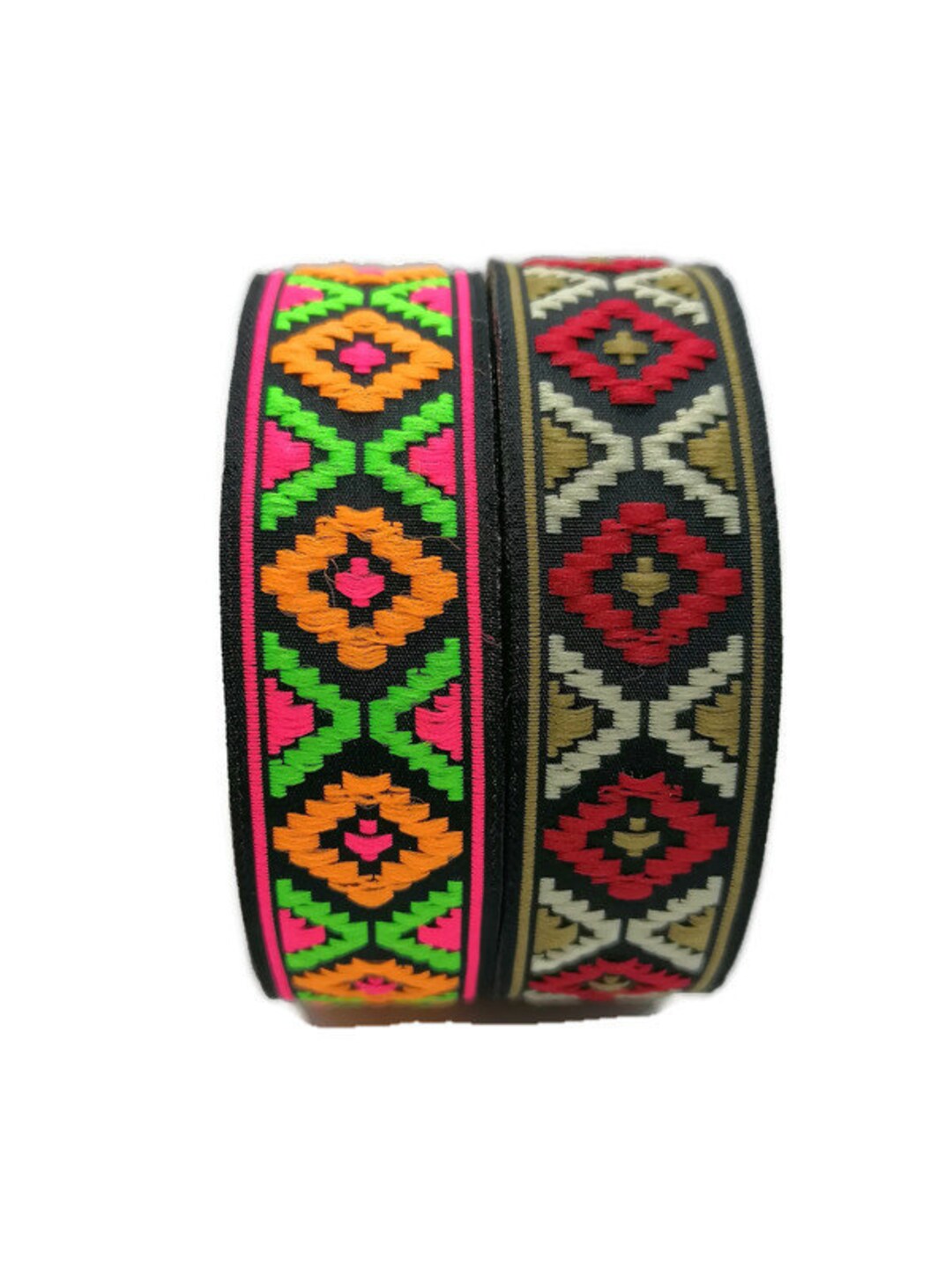 Blumenband Ethno-Stil – 4,5 M Besticktes Jacquard-Band, 3,8 Cm Breit, Schwarz, Für DIY & Nähen