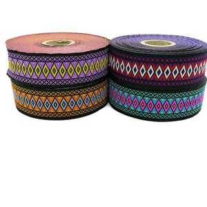 28 Mm Orange / Blue Tile Shape Ribbon (1.10 Inch), Decor Ribbon ...