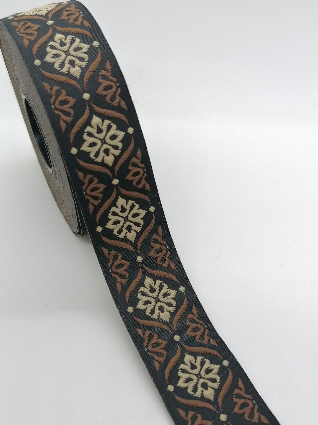 25 Mm Brown & Light Brown Jacquard Ribbon (0.98 Inch