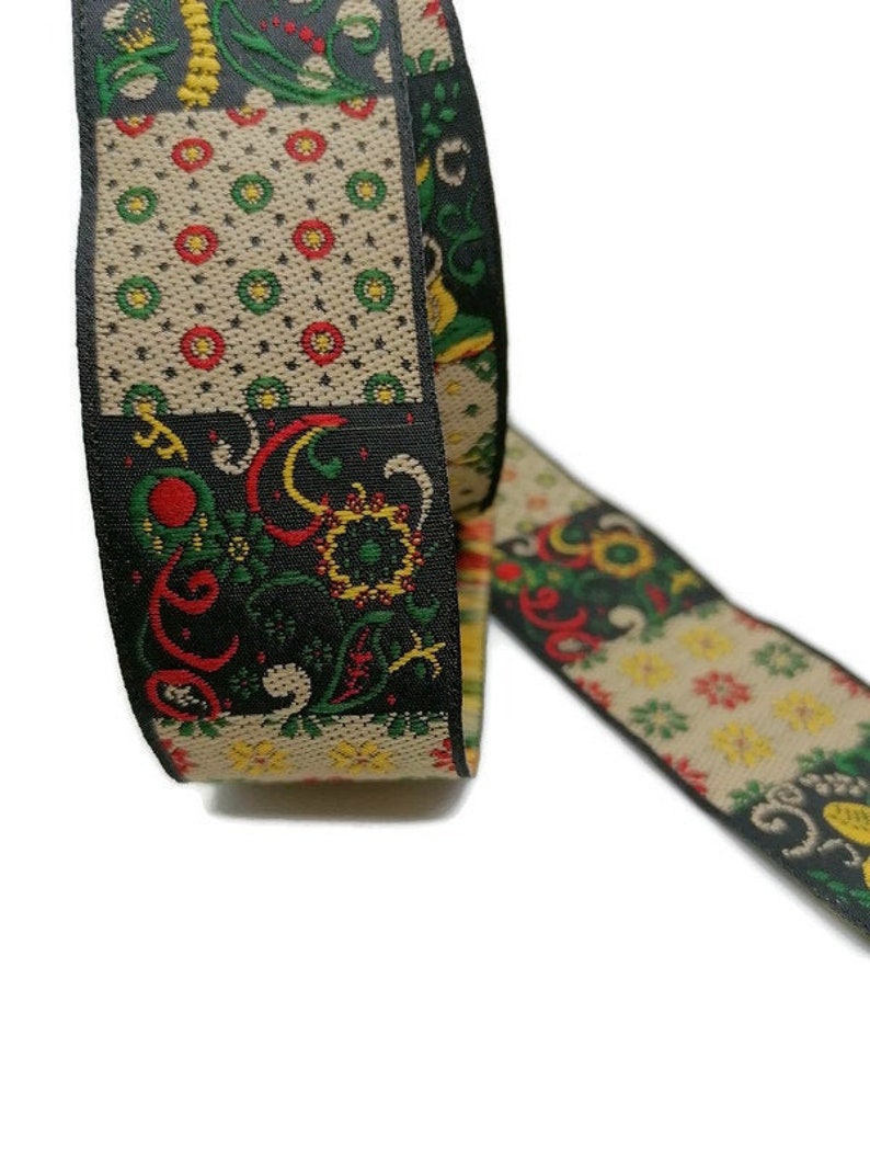35mm Green Beige (1,37 inch) Jacquard Ribbon, Fabric notions t 35mm Green Beige (1,37 inch) Jacquard Ribbon, Fabric notions t