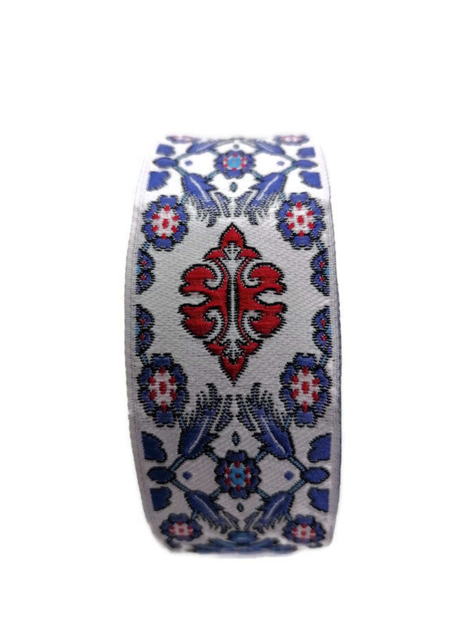 50 Mm Medieval Embroidered Ribbon (1.97 Inch), Blue/white Jacquard ...