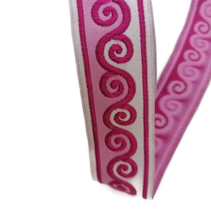 35 mm Rosa Schneckenmuster Jacquardband (1,37 Zoll), Kostüm Dekoration Borten, handgewebtes Band, Schneckenkragen, Stickzubehör, Gurt
