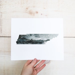 Tennessee Wall Art, Aquarelle State Print, Printable State Art, Wall Art for Cabin, Nature Lover Gift, Tennessee Gifts, Tennessee Art Print