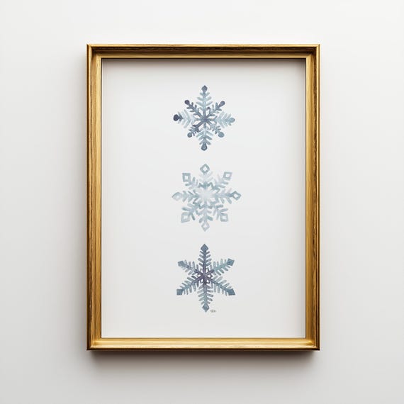 Watercolor Snowflake Art Print: Winter Wall Decor