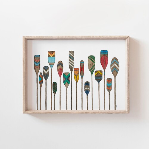 Paddle Art Watercolor Canoe Art Canoe Wall Decor Kayak Art Etsy