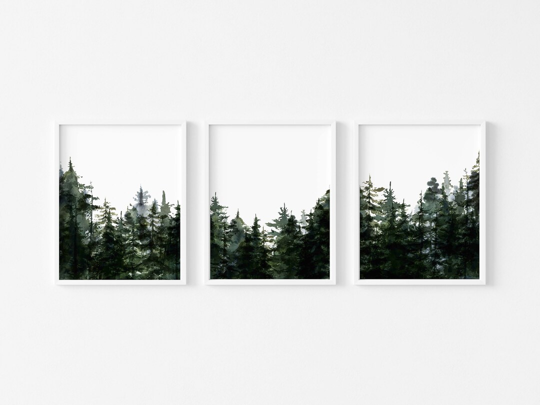 Watercolor Pine Tree Art Print Set: Evergreen Forest (digital Download ...