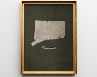 Vintage Connecticut State Art Print: Connecticut Wall Decor
