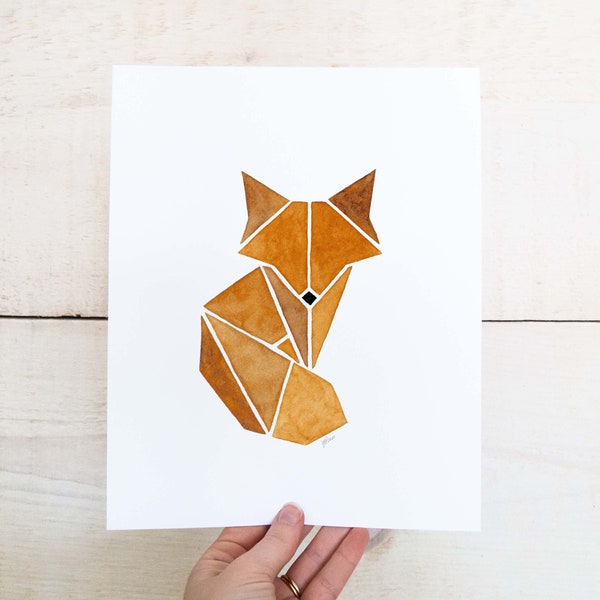 Fox Art Print, Geometric Nursery, Printable Wall Art, Scandinavian Wall Art, Woodland Animals, Watercolor Fox Art, Geometric Animal Art