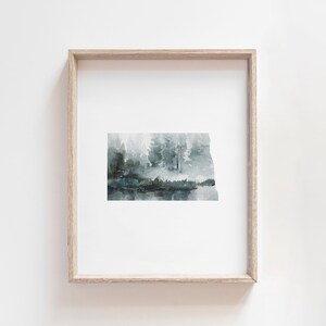 North Dakota Wall Art, Watercolor State Print, Wall Art for Cabin, Nature Lover Gift, North Dakota Gifts, Calming Art, Outdoorsy Gift