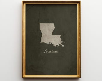 Vintage Louisiana State Art Print: Louisiana Wall Decor