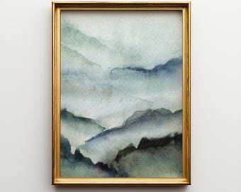 Abstract Mountain Watercolor Art Print: Modern Watercolor Home Decor