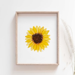 Sunflower Wall Art, Watercolor Sunflower Print, Watercolor Flower Art, Yellow Flower Art, Sunflower Painting, Summer Wall Decor, Floral Art