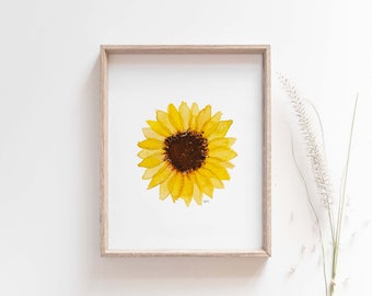 Sunflower Wall Art, Watercolor Sunflower Print, Watercolor Flower Art, Yellow Flower Art, Sunflower Painting, Summer Wall Decor, Floral Art