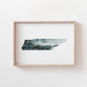 Tennessee Wall Art, Watercolor State Print, Wall Art for Cabin, Nature Lover Gift, Tennessee Gifts, Tennessee Art Prints, Outdoorsy Gift
