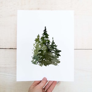 Watercolor Pine Tree Print: Evergreen Forest Art (Digital Download)