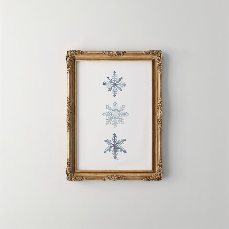 Watercolor Snowflake Art Print: Winter Wall Decor image 3