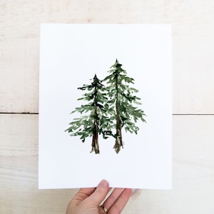 Watercolor Pine Tree Art, Watercolor Evergreen, Pine Tree Wall Print, Evergreen Print, Pine Tree Painting, Winter Wall Decor, Printable Art