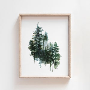 Watercolor Pine Tree Art, Pine Tree Wall Print, Evergreen Print, Watercolor Evergreen, Pine Tree Painting, Winter Wall Decor, Outdoorsy Gift