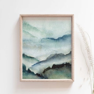 Abstract Mountain Art Print, Watercolor Nature Art, Minimalist Mountain Print, Watercolor Painting Landscape, Scandinavian Wall Art, Giclée