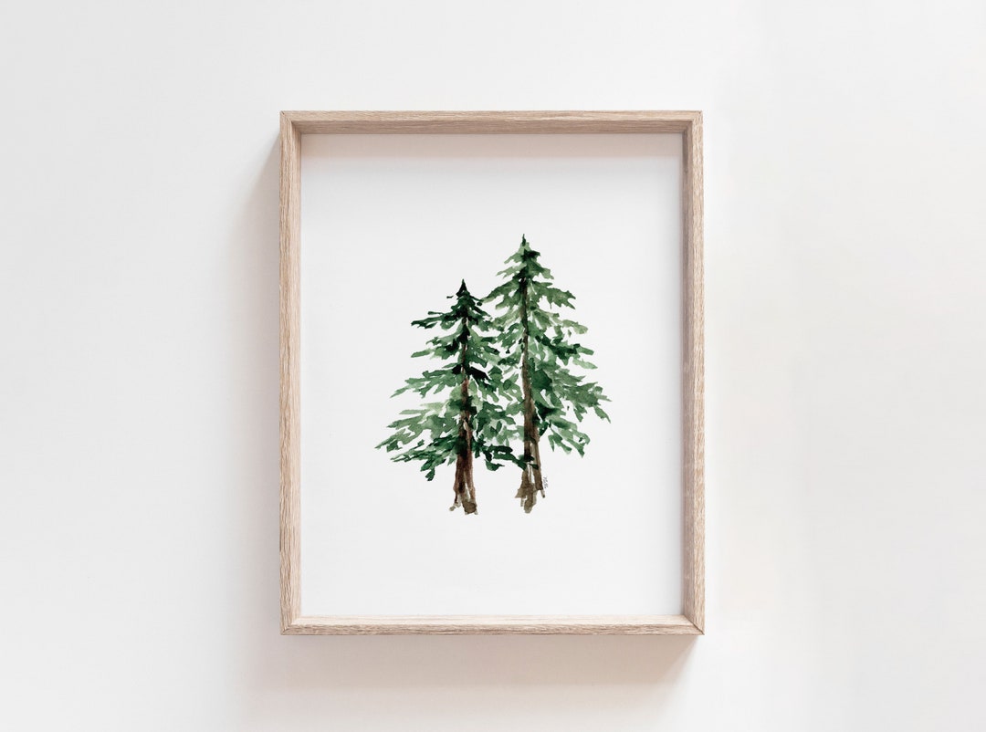 Watercolor Pine Tree Art Print: Evergreen Winter Wall Decor - Etsy