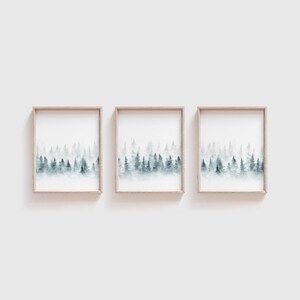 Watercolor Pine Tree Art Print Set of 3 (Digital Download)
