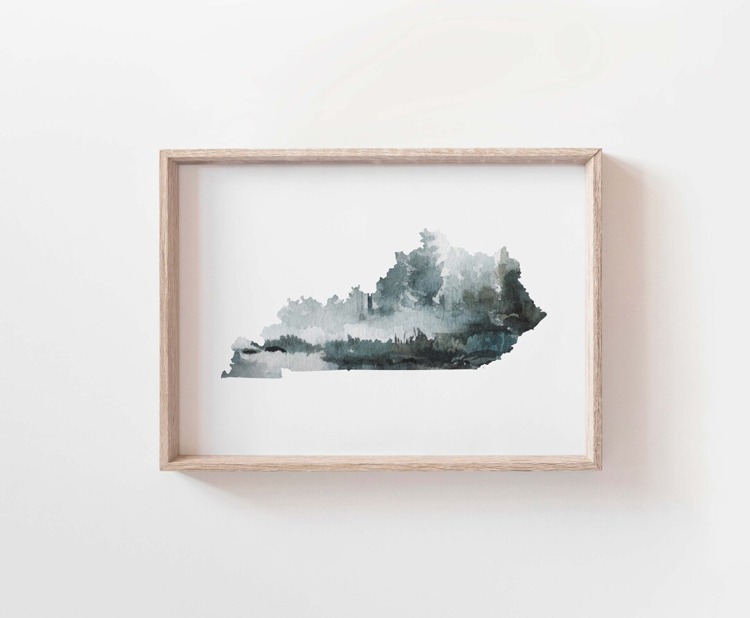 Kentucky Wall Art, Watercolor State Print, Wall Art for Cabin, Nature