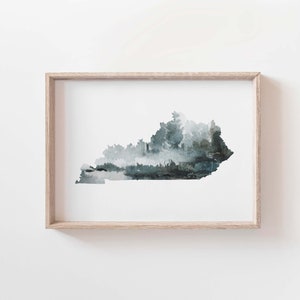 Kentucky Wall Art, Watercolor State Print, Wall Art for Cabin, Nature Lover Gift, Kentucky Gifts, Kentucky Art Prints, Outdoorsy Gift