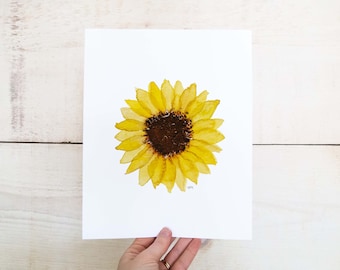 Stampa artistica di girasoli ad acquerello: decorazione floreale estiva da parete (download digitale)