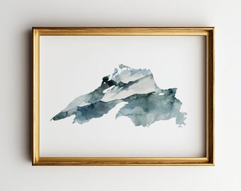 Watercolor Lake Superior Art Print: Lake Wall Decor