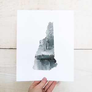 New Hampshire Wall Art, Watercolor State Print, Wall Art for Cabin, Nature Lover Gift, New Hampshire Gifts, Calming Art, Printable State Art