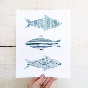 Fish Nursery Print, Watercolor Fish Print, Fish Print Wall Art, Nautical Nursery Wall Art, Scandinavian Nursery Decor, Fish Art for Kids