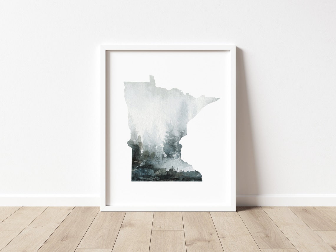 Minnesota Wall Art Watercolor State Print Wall Art for | Etsy